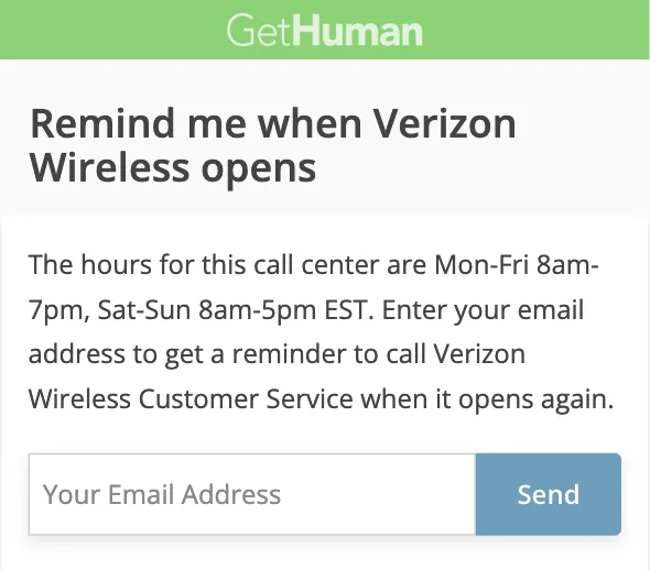 Re-schedule a customer service phone call when a call center is busy or closed